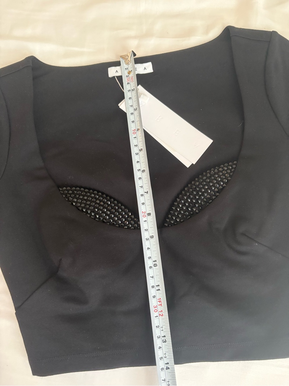 NWT Area Crystal Cup Black T Shirt Top XS - Picture 15 of 16